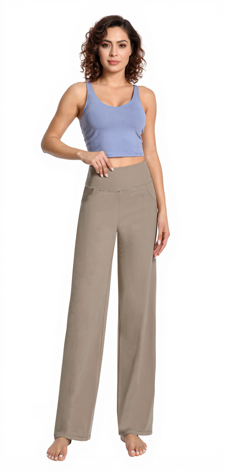 Wide-Leg Yoga Pants in Dark Khaki — The Buttery Soft Edit style look